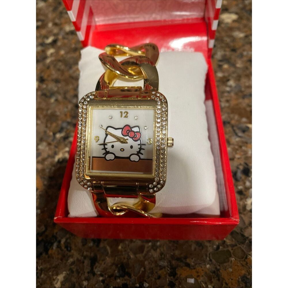 Hello Kitty by Sanrio Limited Edition Metal Golden Watch Bracelet New - Picture 3 of 7